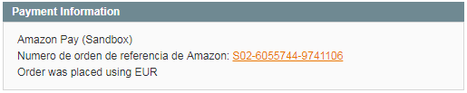 Detalle del pago en el pedido