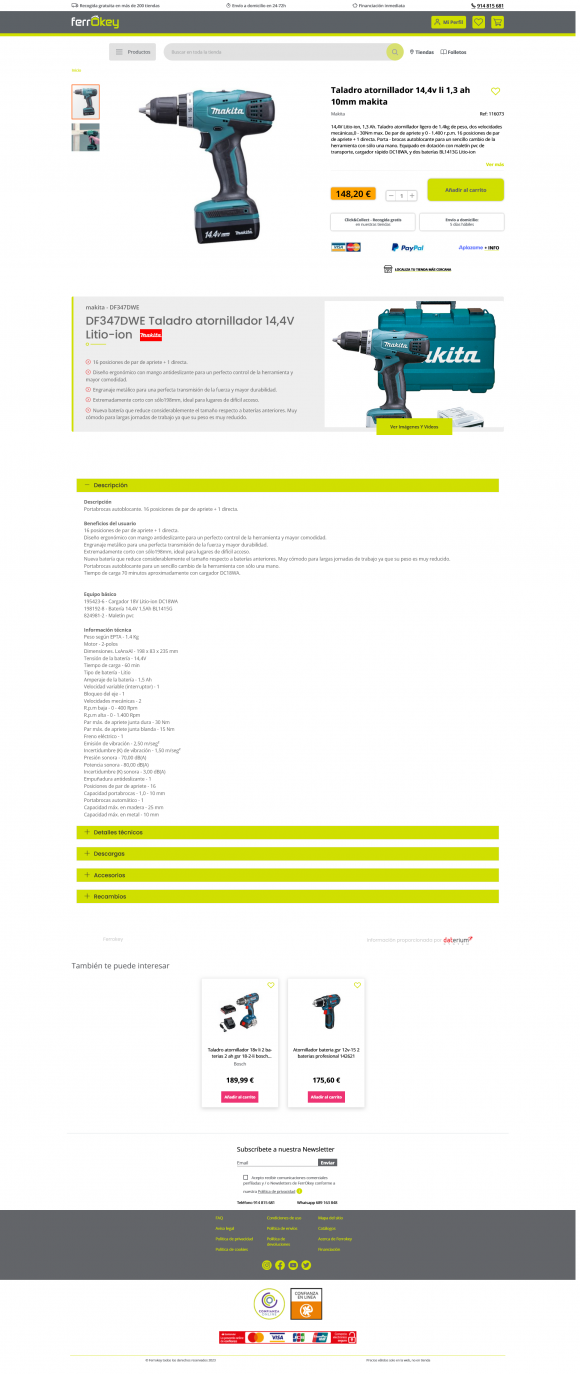 Magento Ferrokey producto view